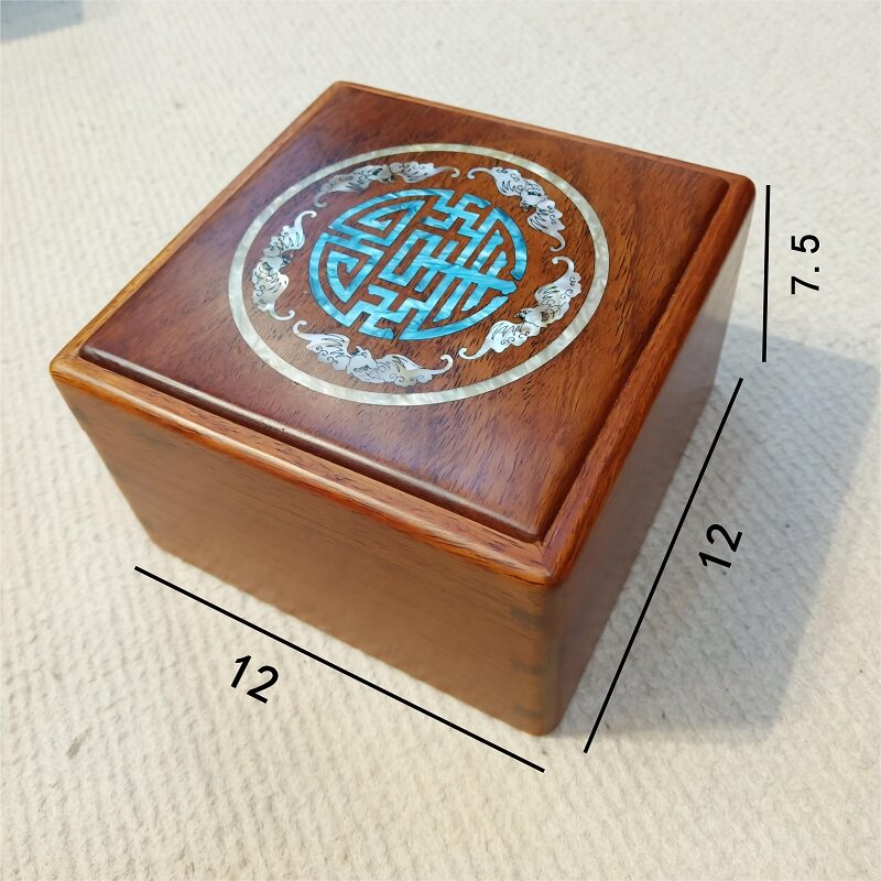 缅花螺钿方形手串手镯盒12*12*7.5cm