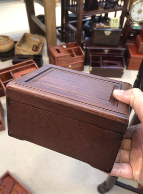 红酸枝方形首饰盒收藏木制包装盒玉器文玩收纳盒15*11*8cm