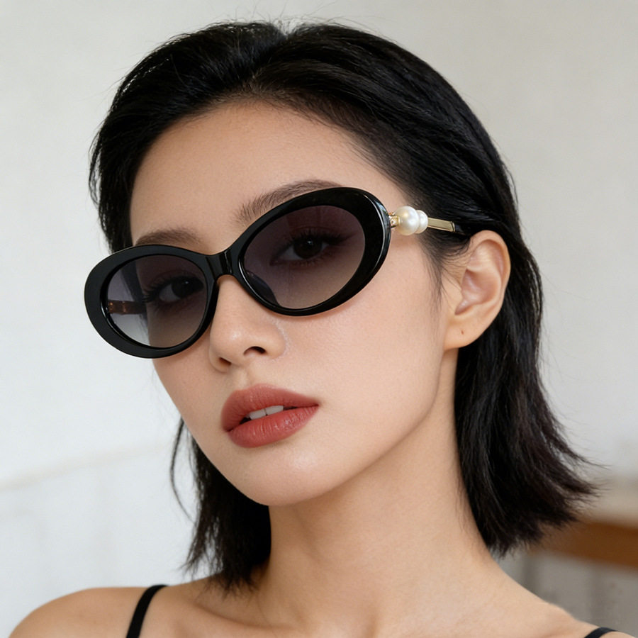 跨境欧美百搭珍珠小香墨镜女高级感明星小红书同款时尚偏光太阳镜