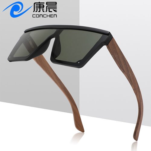 欧美大框方形竹木眼镜 复古木脚大脸防紫外线太阳眼镜 高品质墨镜