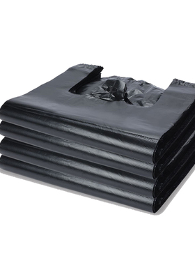 大号黑色垃圾袋加厚升背心式415L30升家用手提厨房平口厕所废物袋