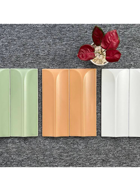 凹凸长条手工砖阿瓦隆系列3D立体艺术瓷砖白色奶油风背景墙仿古砖