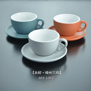 卡布 拿铁咖啡杯 加厚圆底咖啡店商用 北欧亚光WBC比赛专业拉花杯
