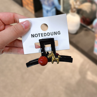 NOTEDDUNG发饰韩国小马圆球中号一字抓夹发夹女后脑勺半扎夹子新