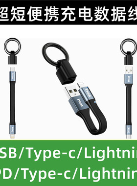 便携超短pd快充线适用Typec对苹果Lightning闪充usbc充电宝插线C toc3A双头typec数据线移动电源安卓手机连接