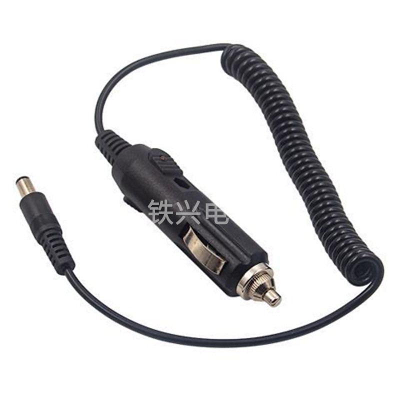 12V1A普通汽车点烟器插头转DC5.5X2.1MM车充弹簧车载弹弓电源线