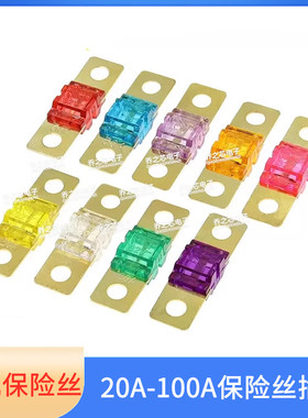 驻车新源能汽车保险丝片24V12V40A橙色50A80A60A100A叉栓式螺栓