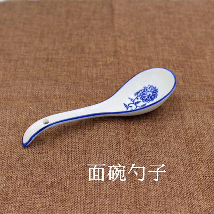 青花瓷陶瓷大号弯把米饭勺天鹅图片