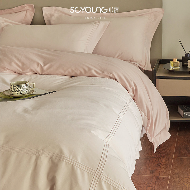 简约100SPro加厚磨毛全棉四件套纯棉床上被套床单秋冬床品三件套4