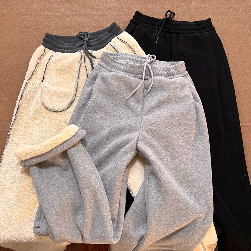 自然腰休闲风九分加厚卫裤