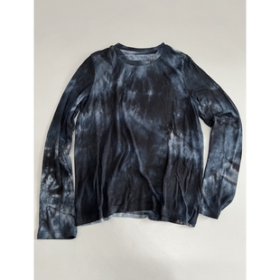 复古扎染晕染垂感长袖 圆领休闲百搭显瘦打底上衣 T恤女士春秋新款