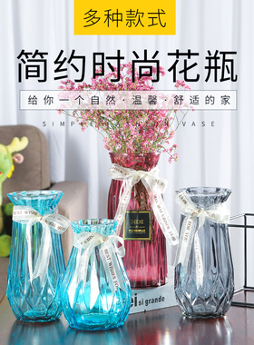 简约现代风透明富贵竹玻璃花瓶