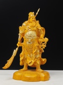 现货库存1件木雕关公神像摆件关圣帝君武财神像家居玄关装 饰实木