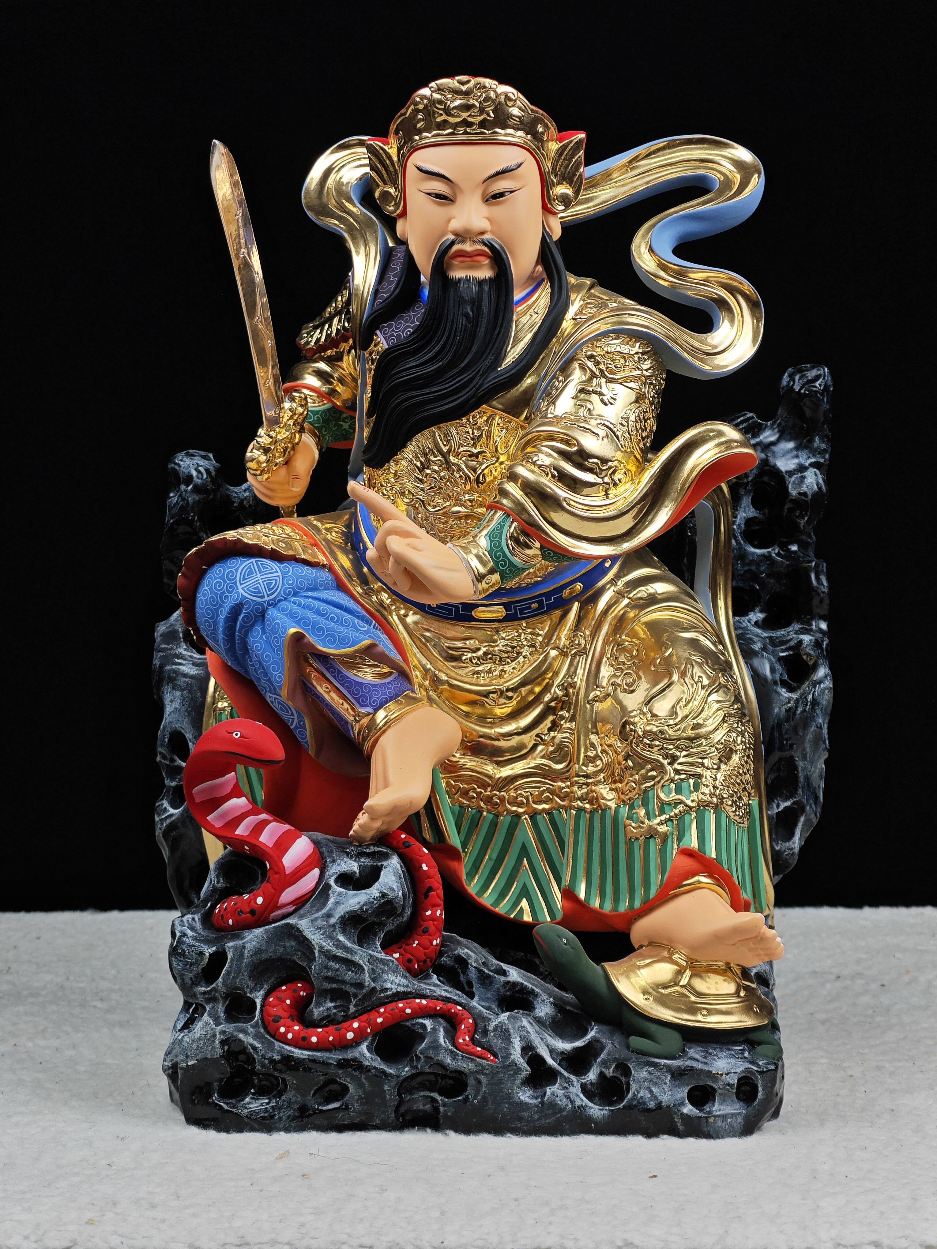 北极玄天上帝真武大帝荡魔天尊木雕实木家居装饰玄关精品手工精雕