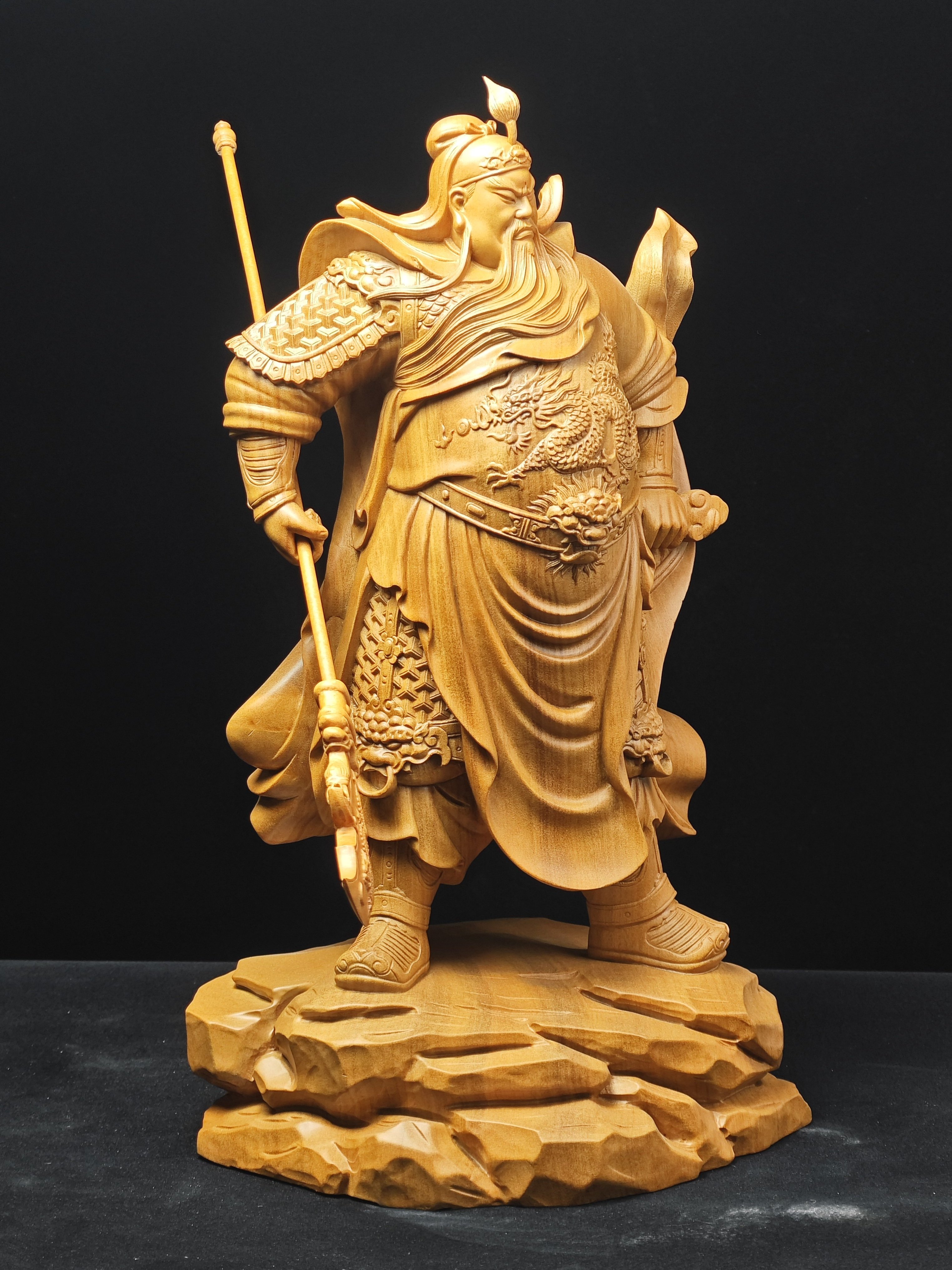 关公摆件木雕关圣帝君二爷神像开业关羽家居玄关实木装饰新款上市