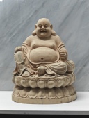 弥勒佛木雕佛像摆件家居玄关装 饰实木手工雕刻笑佛弥勒开业送礼品