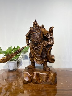 擦漆木雕工艺品关公摆件关二爷关圣帝君神像大漆生漆土漆香樟木