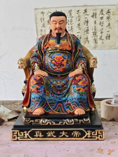 木雕玄天上帝神像武当山玄武真武大帝真武祖师北帝北极真君摆件