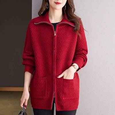 橘色立领休闲卫衣外套拉链开衫翻领女2025年新款春秋中长款棒球服