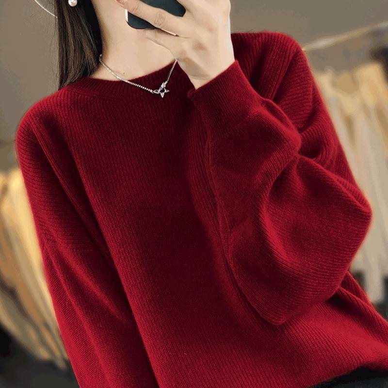 打底衫女秋冬季2025新款大码针织上衣内搭本命年蛇年衣服红色毛衣