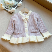 女孩子新款 童装 外穿裙式 女童针织衫 毛线衣女 儿童外套镂空毛衣开衫