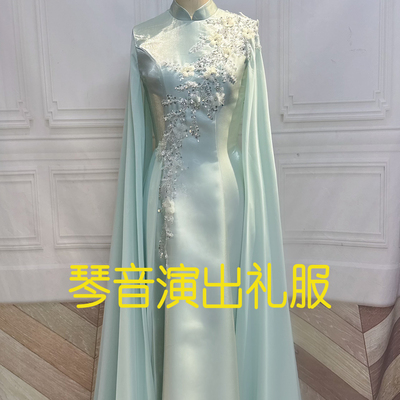 定制新款高级民族声乐演出服长裙