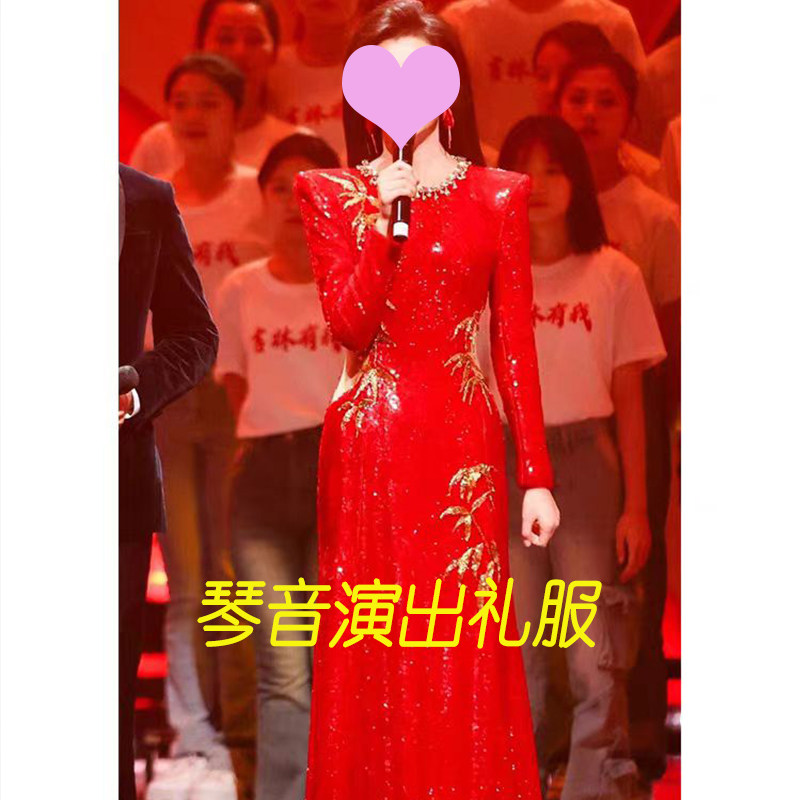 女气质舞台主持礼服独唱礼服图片