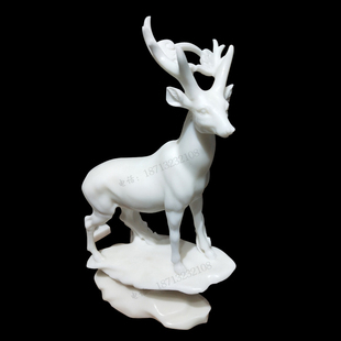 精品石雕汉白玉动物小鹿石雕摆件家居办公装 饰寓意鹿鹿高升小鹿