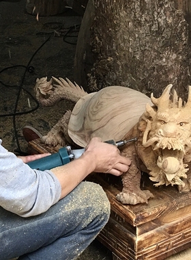 木雕摆件貔貅麒麟实木雕刻招财金蝉乌龟神兽桌面镇宅之宝龙龟摆件