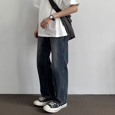 小个子直筒复古牛仔裤