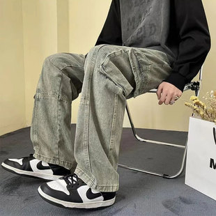 小马家2025年春季新品矮个子日系男女同款工装复古牛仔裤休闲裤潮