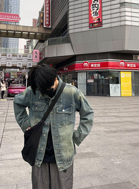 小马家2025年春季新品矮个子中性日系复古水洗做旧牛仔夹克外套