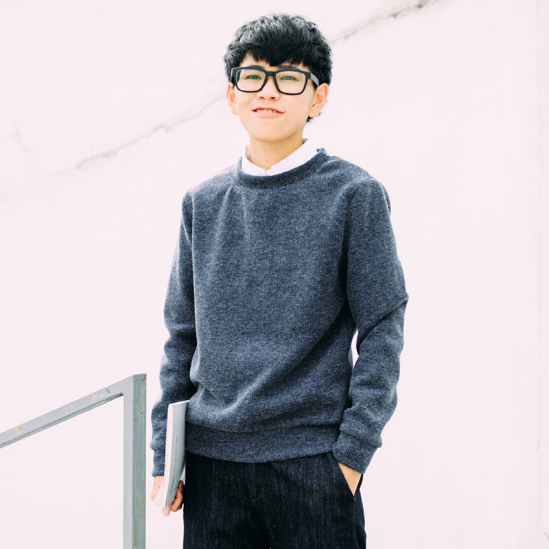 小马家秋冬款文艺范日系圆领套头小码修身毛衣林弯弯男女款