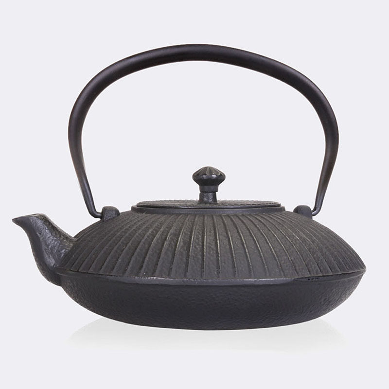 日本工艺铁壶功夫茶铁水壶铸铁壶茶壶茶室摆件新中式艺术品扇形黑