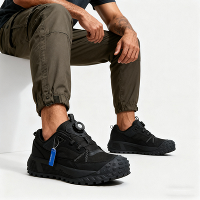 美洛6753头层皮纽扣低帮防波水户外徒步登山鞋男士户外运动鞋