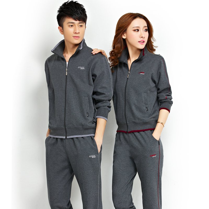 中老年情侣运动套装男士春秋晨练休闲长袖情侣装运动服套装女宽松