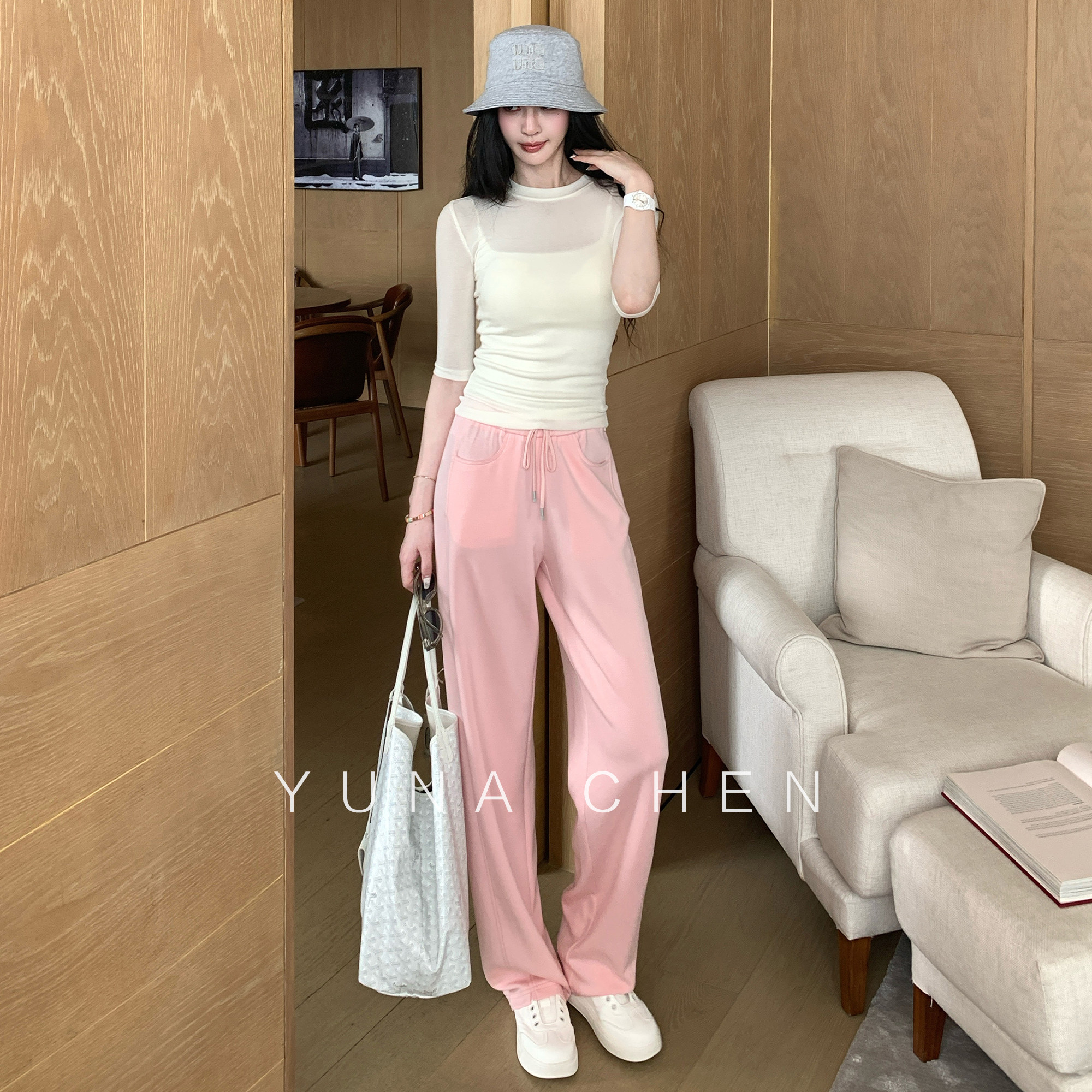 菠萝宝宝yuna【西海岸】冰凉垂顺duangduang果冻休闲卫裤XE9