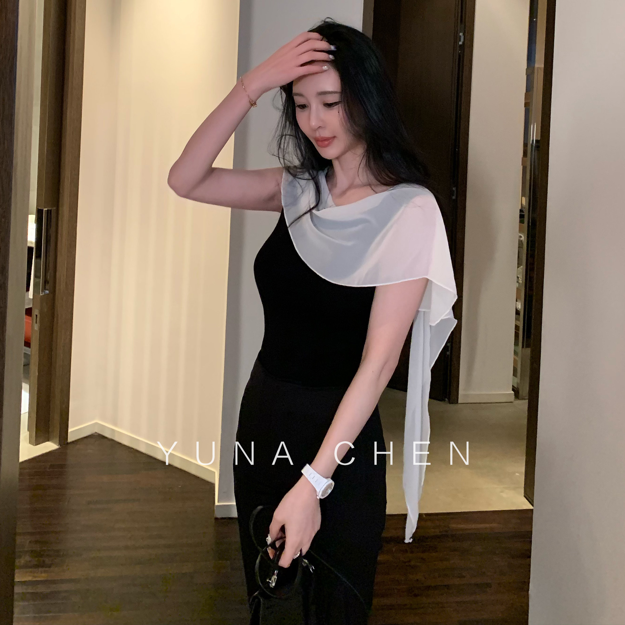 菠萝宝宝yuna【云边序章】短袖女上衣设计感修身显瘦百搭t恤夏季