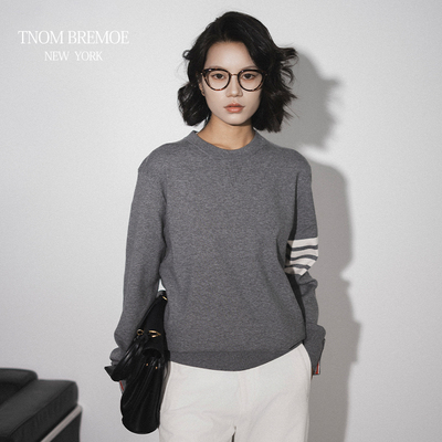 男女同款圆领套头休闲纯色针织衫