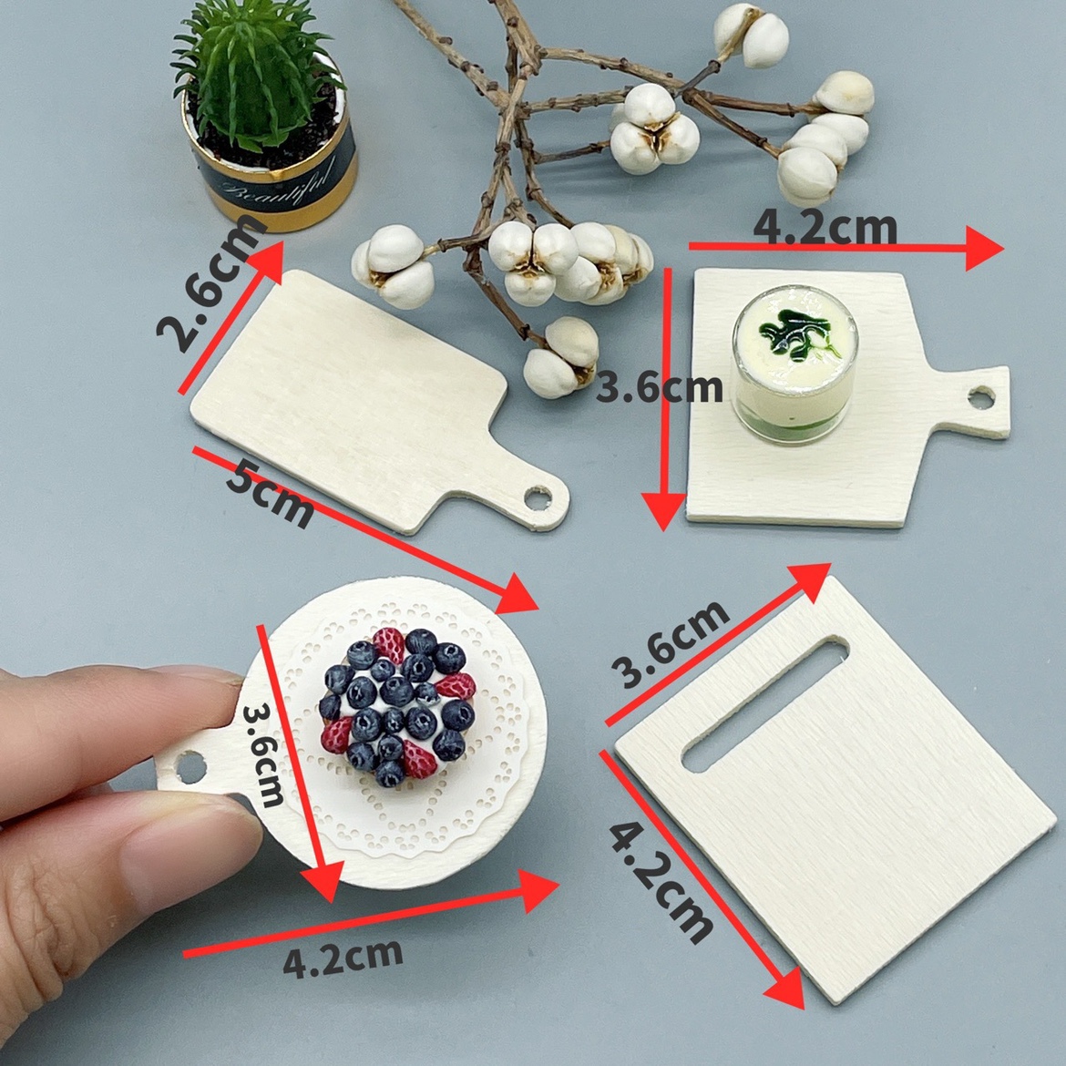 娃娃屋模型摆设迷你木质点心水果面包寿司托盘场景道具过家家玩具