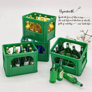 迷你仿真啤酒模型摆设 微缩娃娃屋配件 过家家玩具 场景拍摄道具