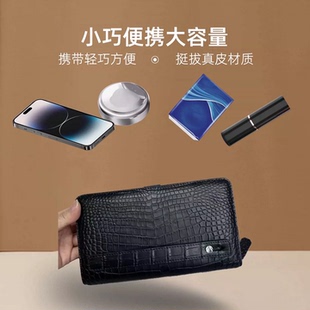 新品泰国进口尼罗鳄鳄鱼肚皮男士黑色钱包中老年大容量百搭手包