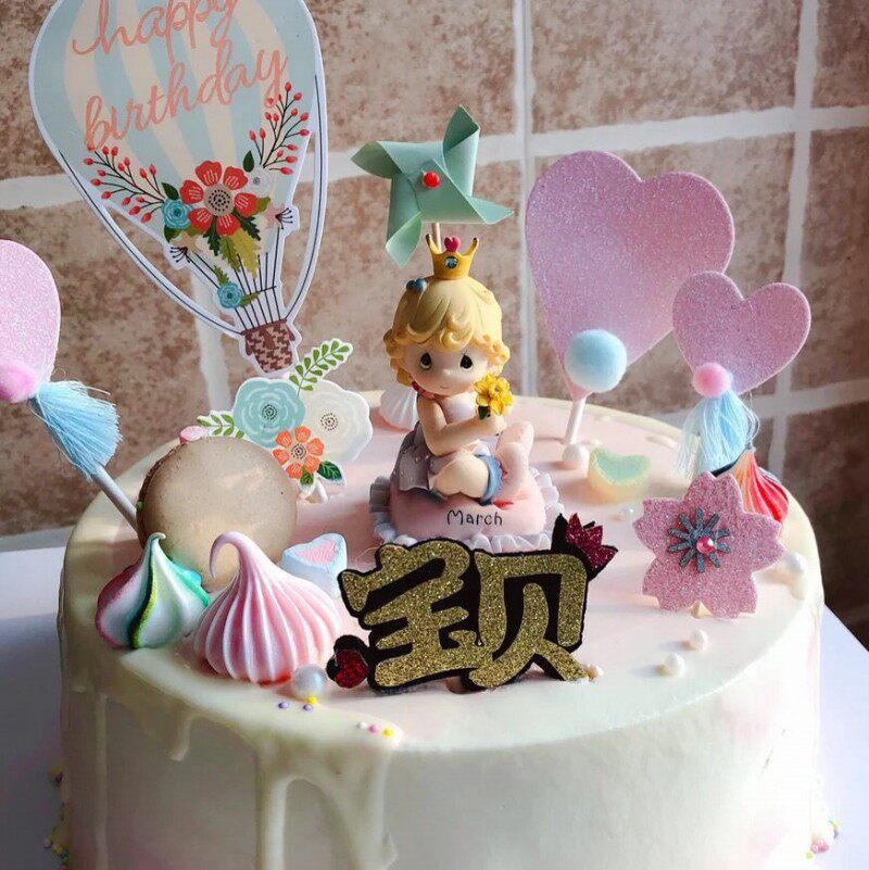 花语娃娃宝宝满月蛋糕装饰摆件儿童生日可爱小女孩小公主蛋糕配件