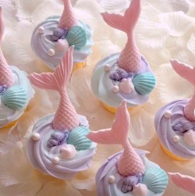 海洋主题美人鱼尾巴印模蛋糕装饰