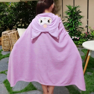 可穿库洛米儿童浴巾斗篷帽子浴袍大童女童小女孩成人大人洗澡专用