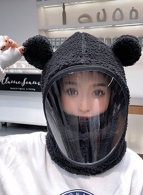 冬季保暖帽子围脖一体女2025新款防风防寒护耳面罩骑行防风面罩帽