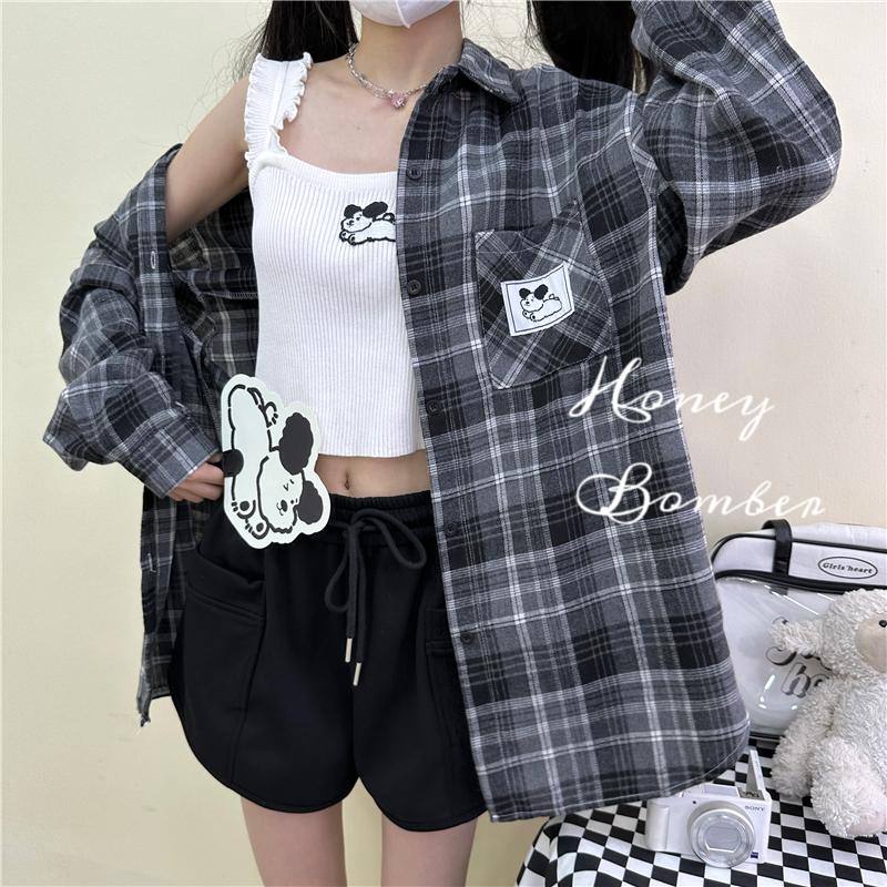 甜心轰炸机日系甜美格子衬衫女