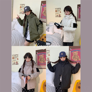 宽松立领加厚棉衣 甜心轰炸机 美式 复古四色短款 连帽外套女秋冬季