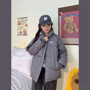 甜心轰炸机 立领棉服女休闲宽松加厚棉衣外套 秋冬季 天使刺绣短款