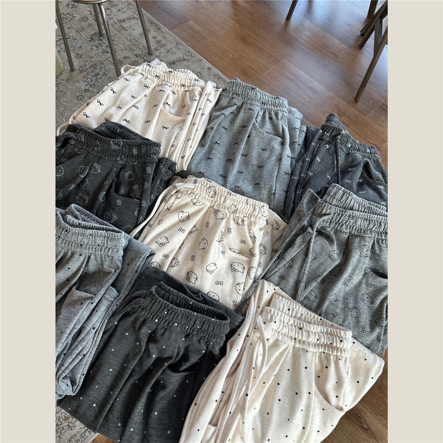 甜心轰炸机高腰阔腿裤女秋冬休闲裤宽松bf慵懒风kt猫灰色波点裤子,女装/女士精品,卫裤,淘宝优惠券,粉丝福利购,淘宝优惠卷